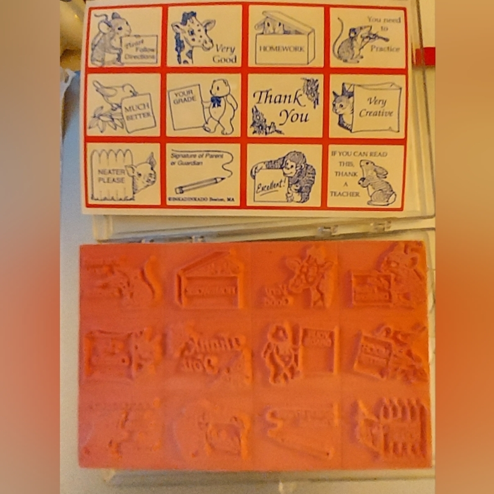 Inkadinkado Teacher Comments 12 Rubber Stamp Set Foam Mount Unused Home School